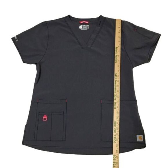 Women's Carhartt Pull Over Scrub Shirt Top V-Neck Modern Fit #C12110 Gray Size L - Picture 10 of 10